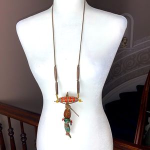 Treska Leather Strand Fish Necklace NWT